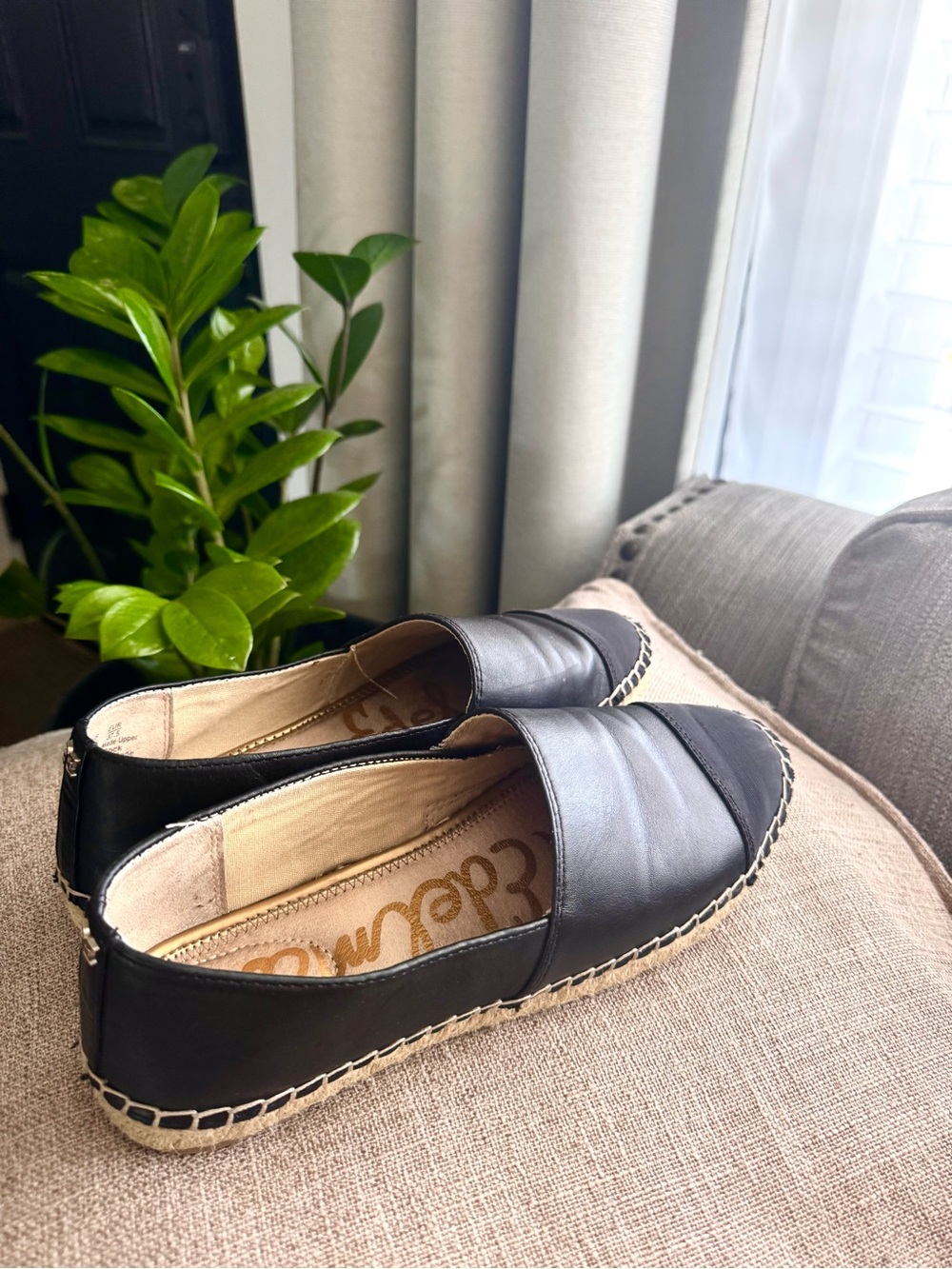 Sam Edelman Black Leather Espadrille Flats